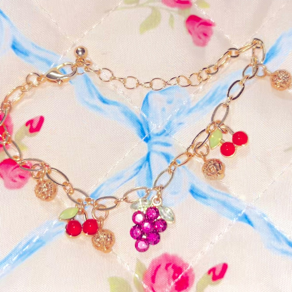 Fruit Charm Rhinestone Bracelet